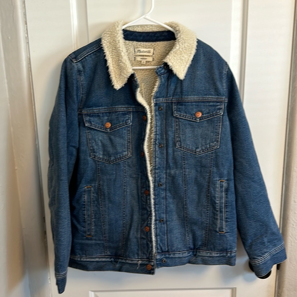 Madewell, denim/sherpa oversized jacket. Never worn, size large